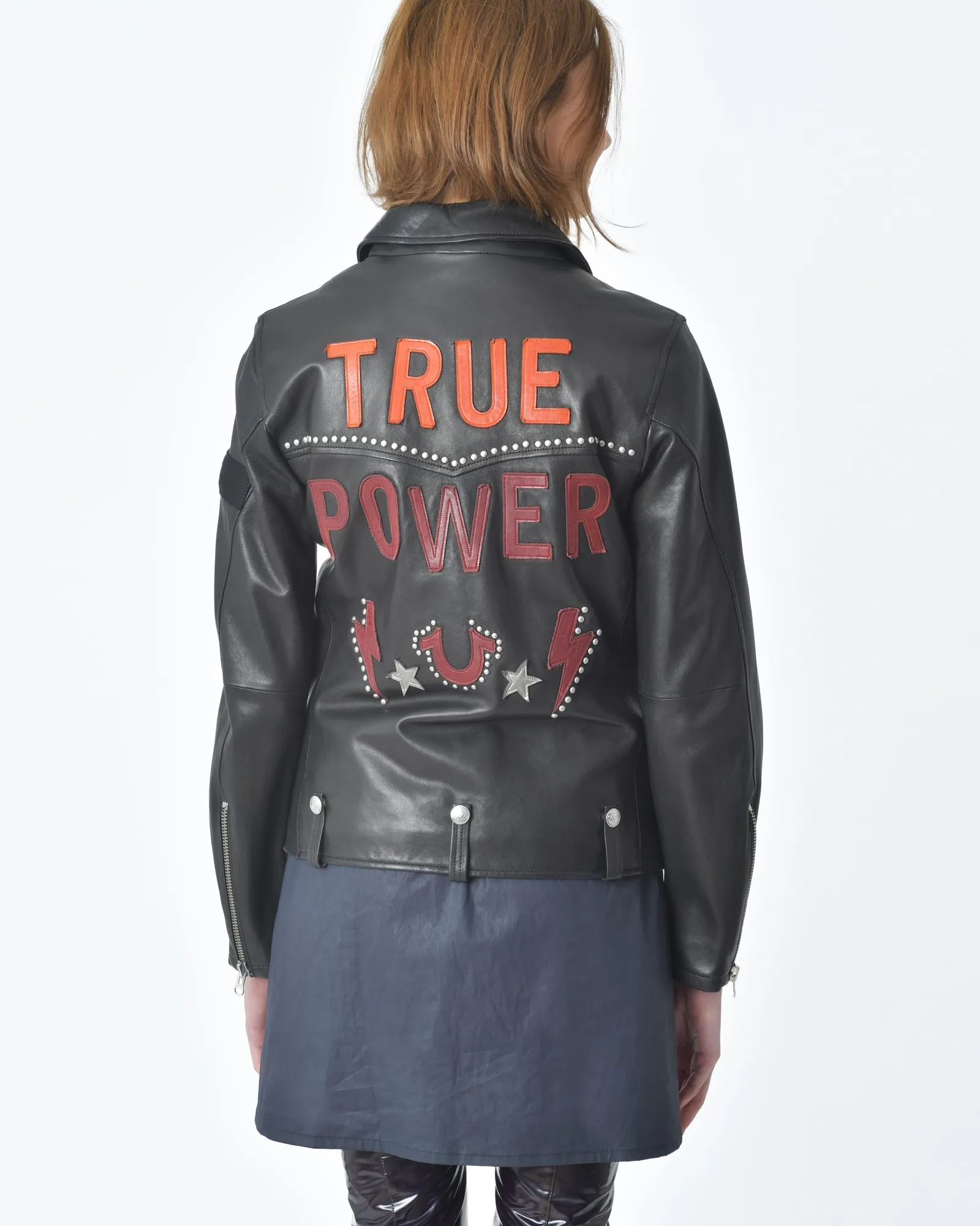 Blouson en cuir noir "True Power" True Religion 