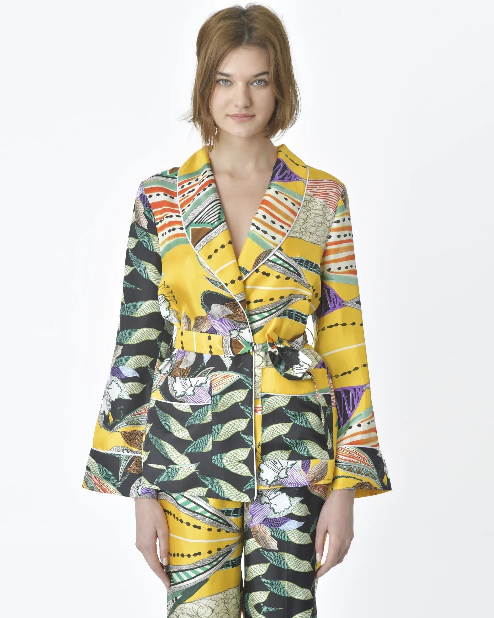 Veste jaune à motif vert Beatrice B 