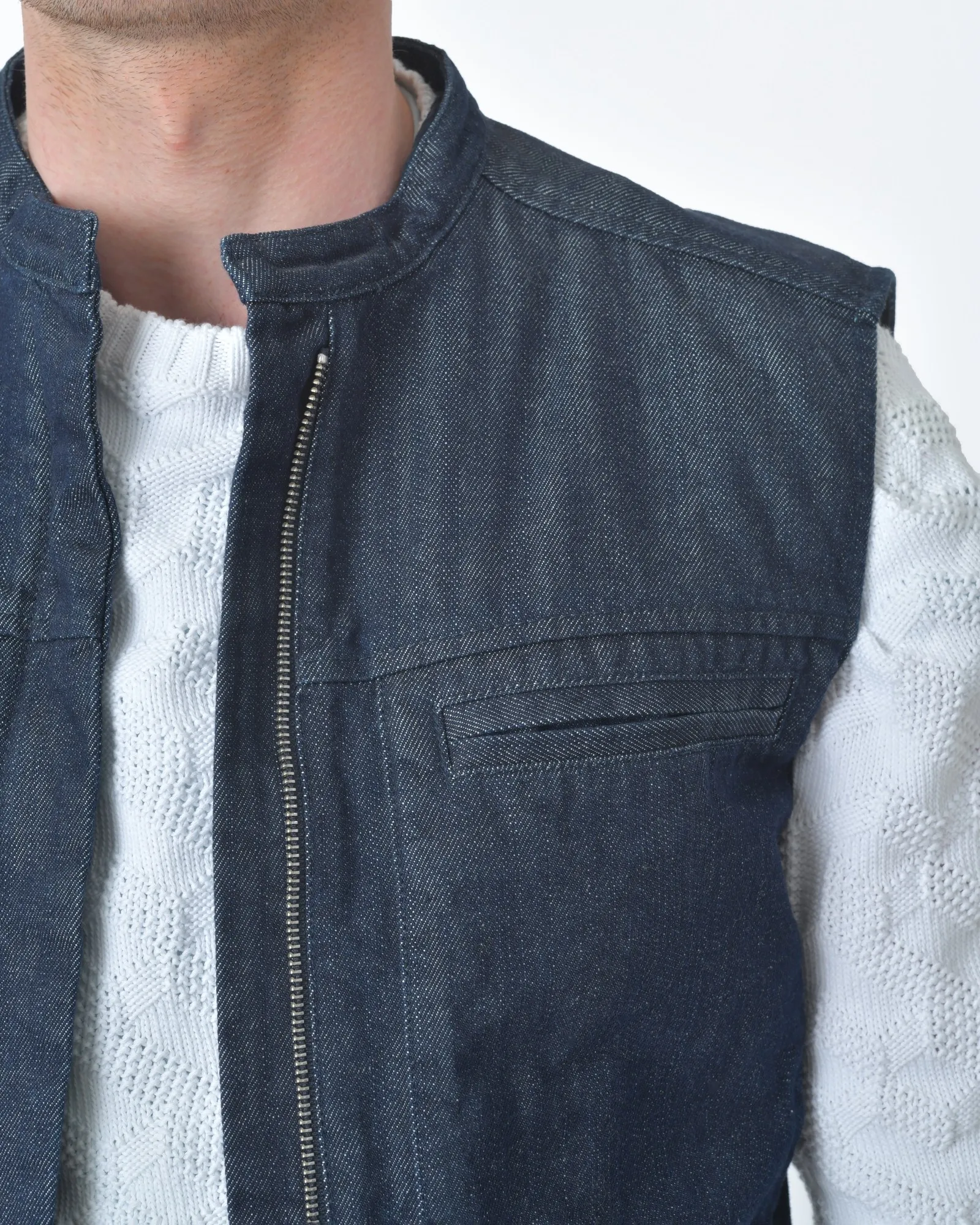 Veste/ Gilet jean denim bleu foncé sans manches Margiela 