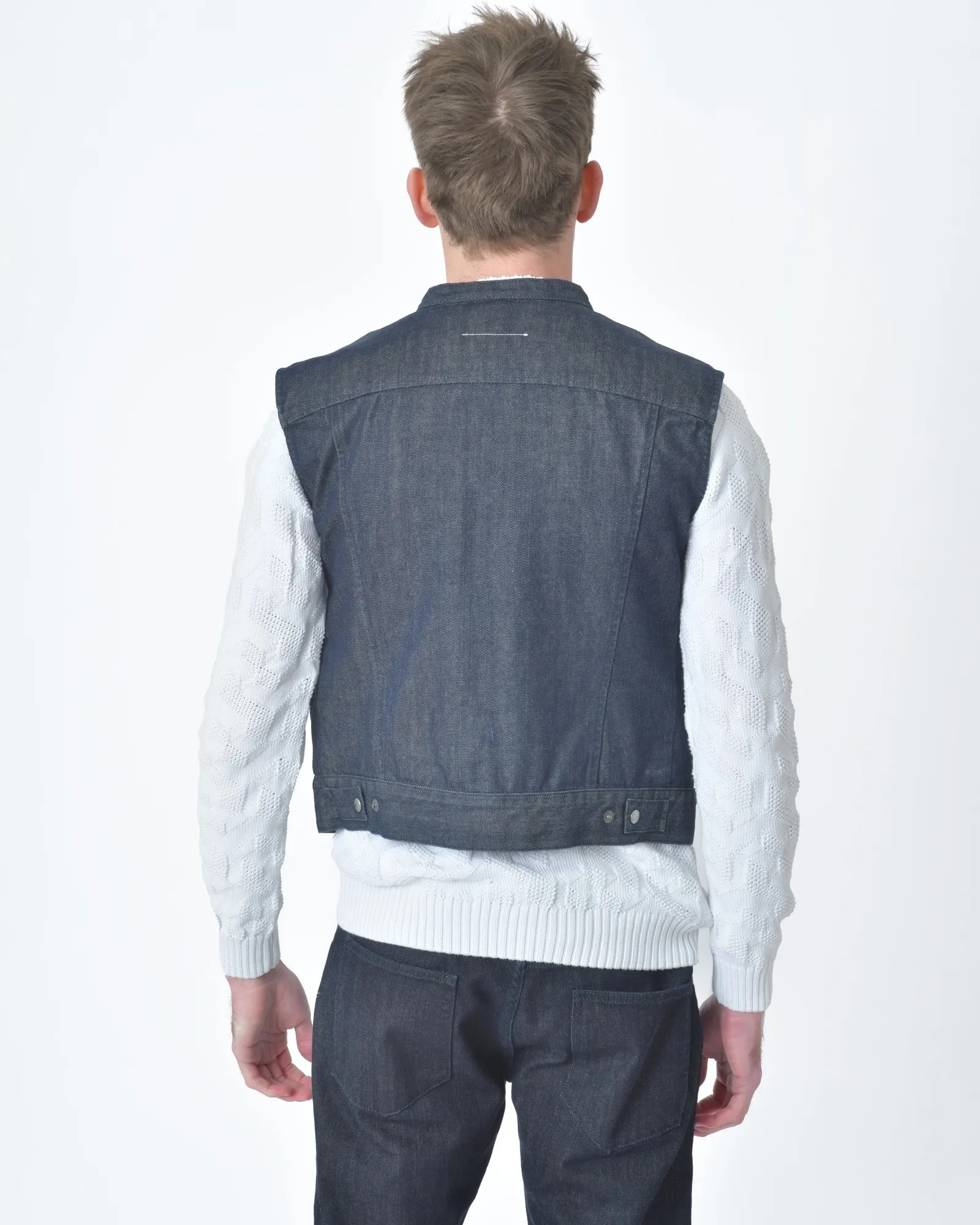 Veste/ Gilet jean denim bleu foncé sans manches Margiela 