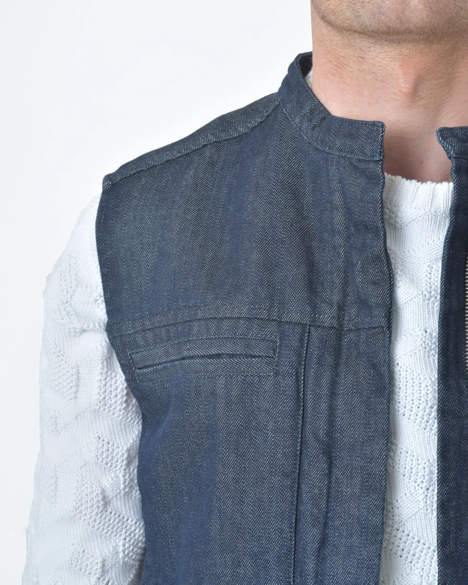 Veste/ Gilet jean denim bleu foncé sans manches Margiela 