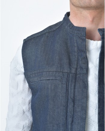 Veste/ Gilet jean denim bleu foncé sans manches Margiela 