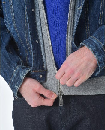 Veste jean / Denim motif "ICON" dos à capuche molleton  Dsquared2 