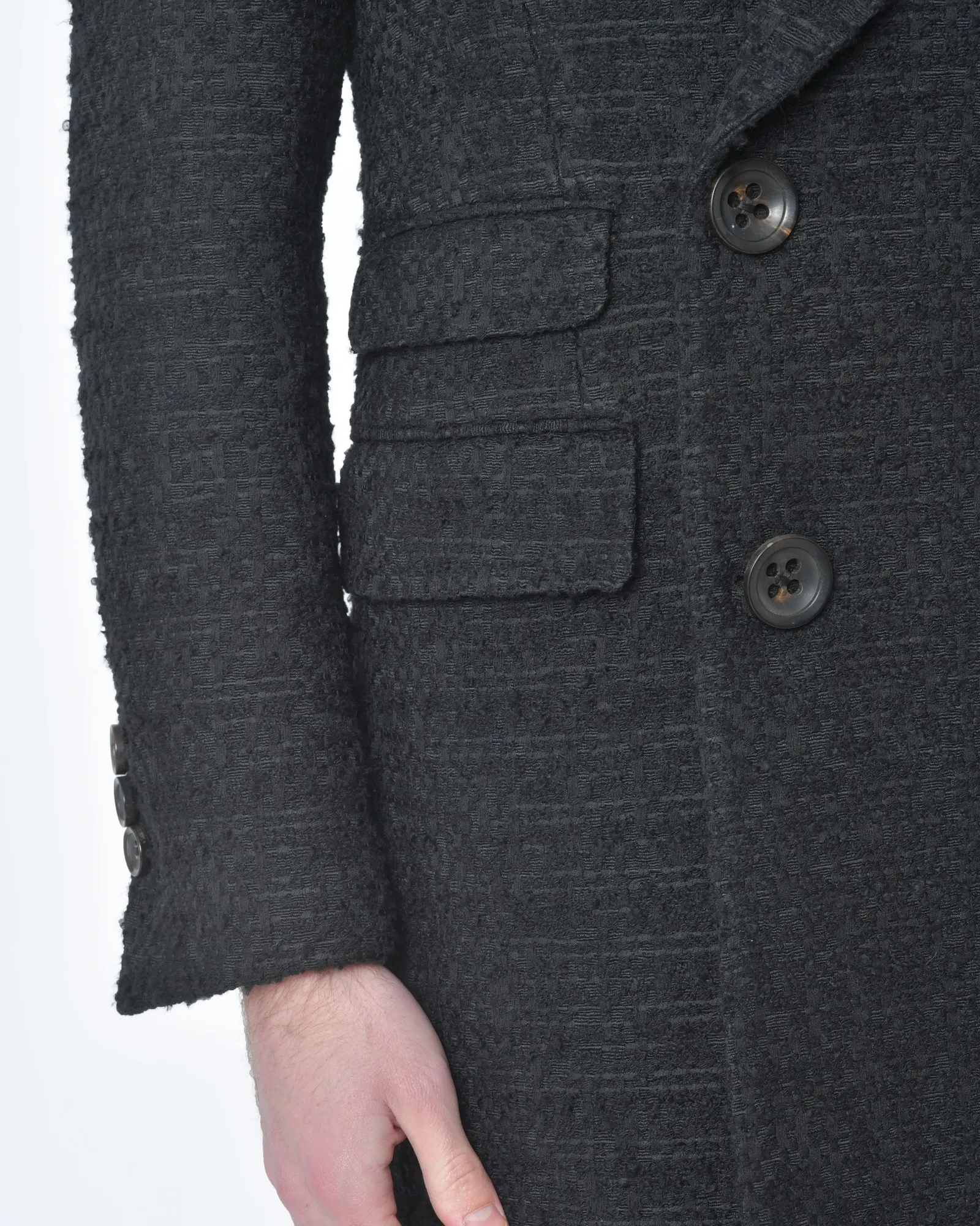 Manteau noir texturé  Gabriele Pasini 