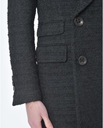 Manteau noir texturé  Gabriele Pasini 