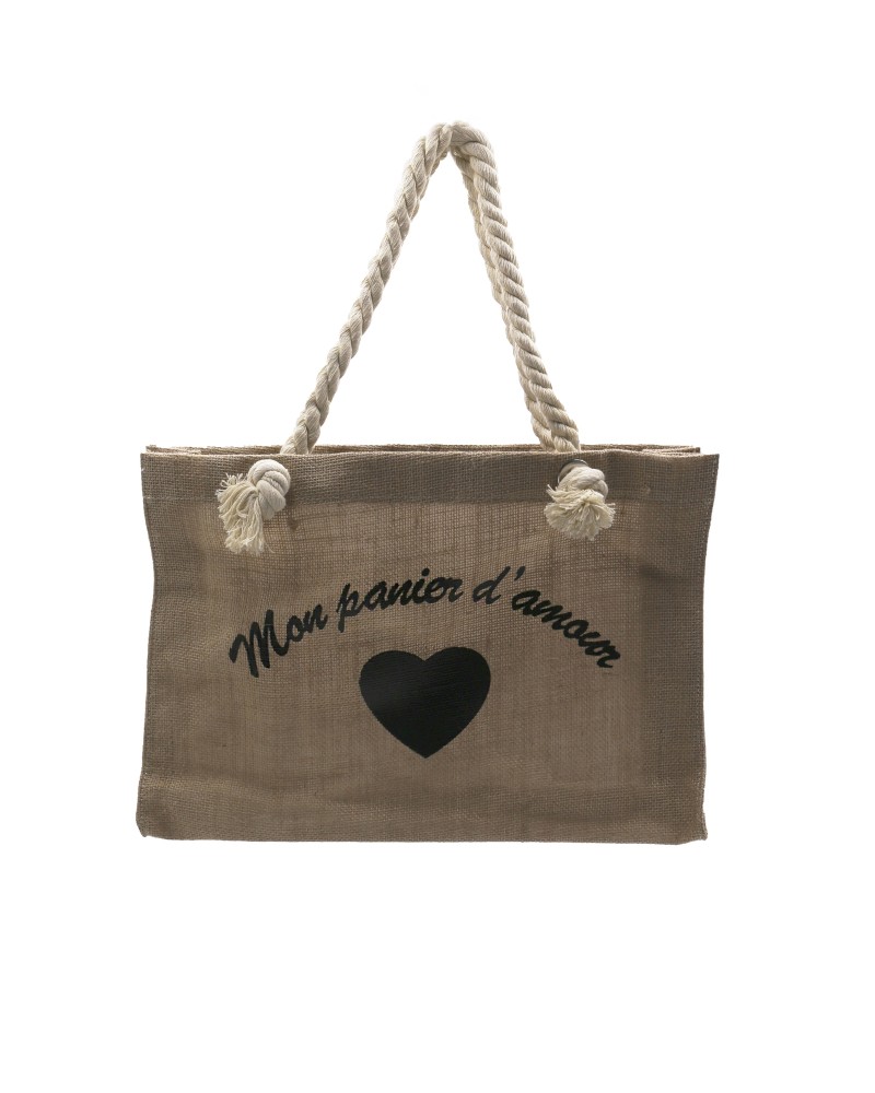 Sac en toile de jute "Mon panier d'amour" 