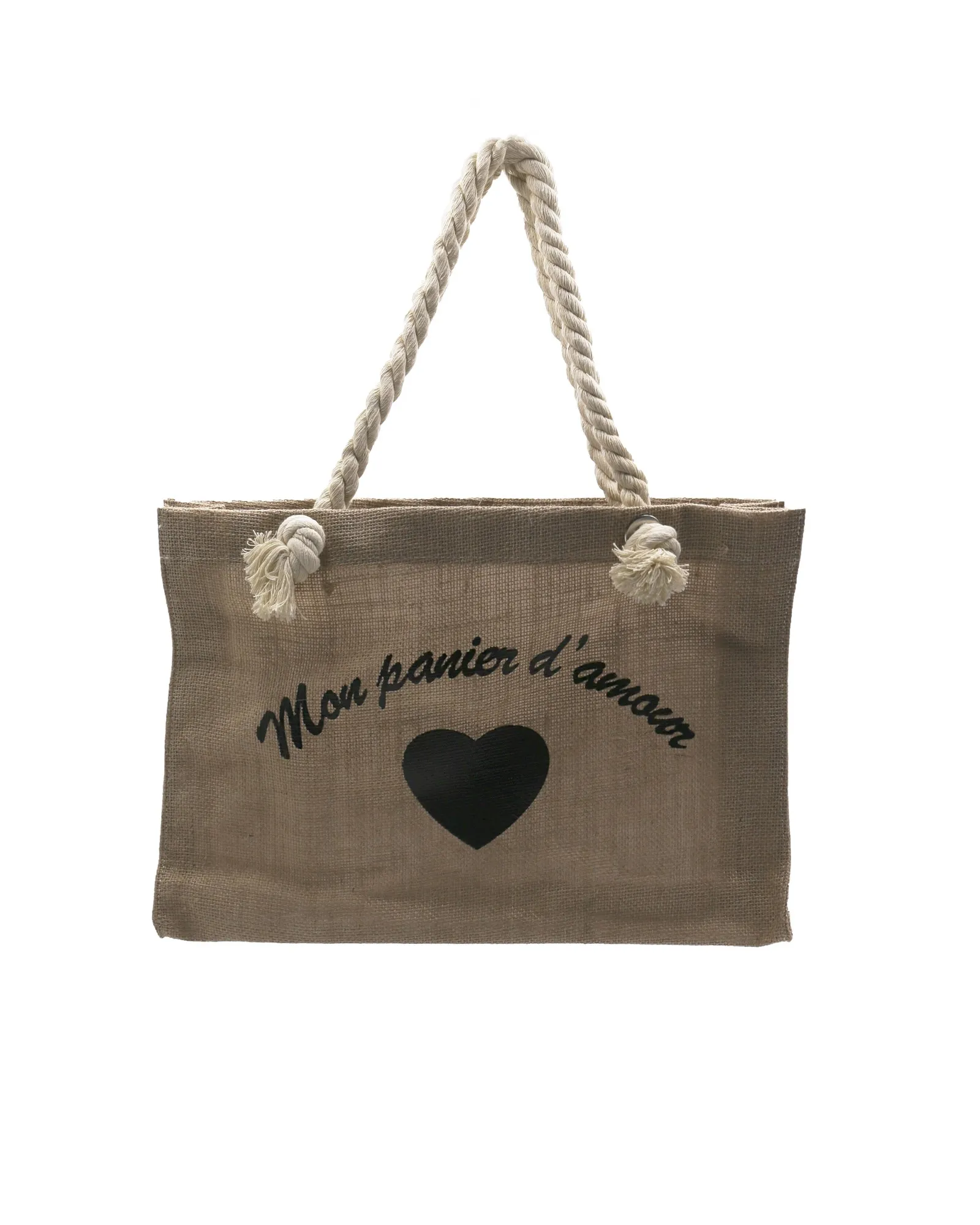 Sac en toile de jute "Mon panier d'amour" 