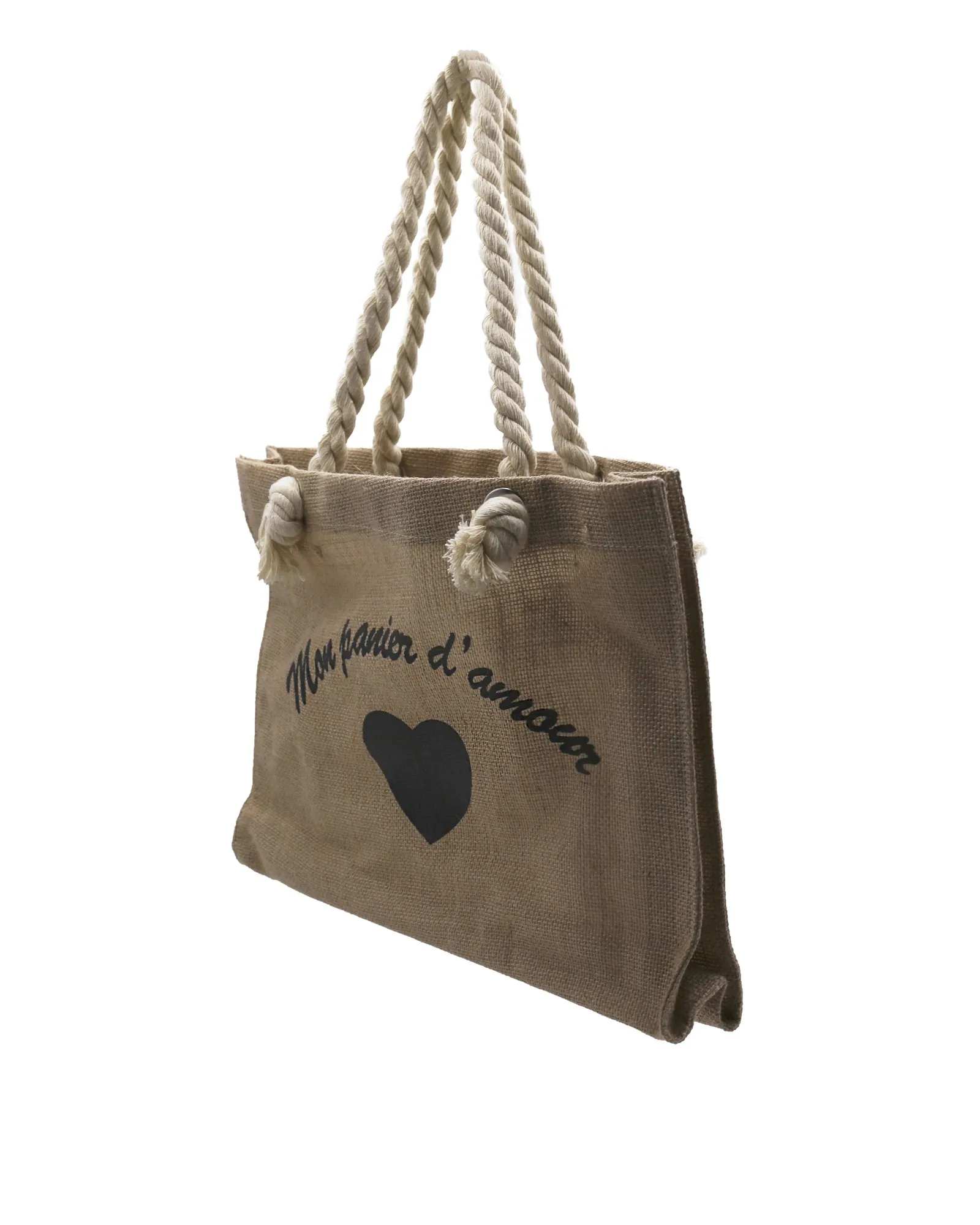 Sac en toile de jute "Mon panier d'amour" 