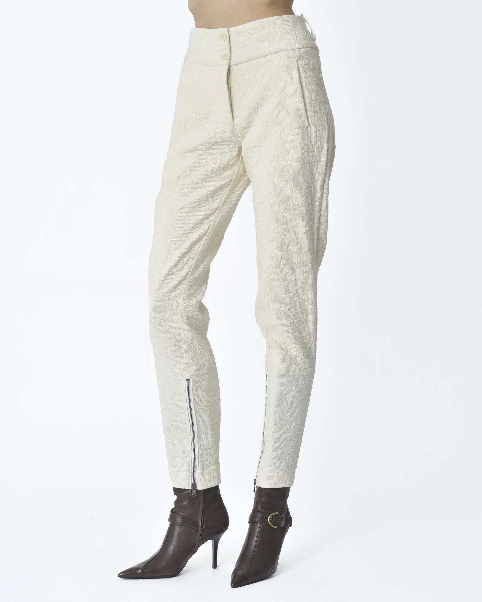 Pantalon blanc cassé texturé Masnada 