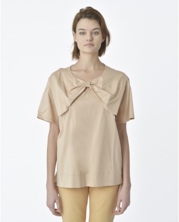 T-shirt beige col bateau à nœuds Edward Achour 