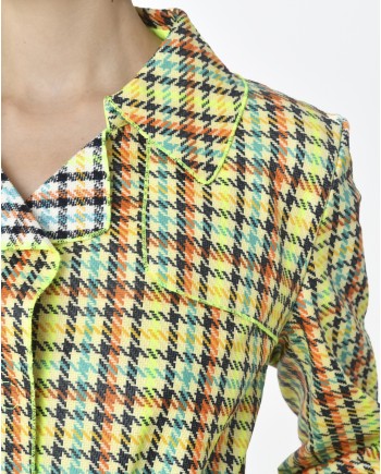 Manteau/ Trench multicolore effet pied de poule Mouche 