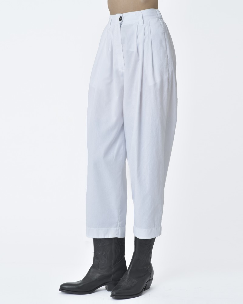 Pantalon blanc à pinces 3/4 Forte Forte 