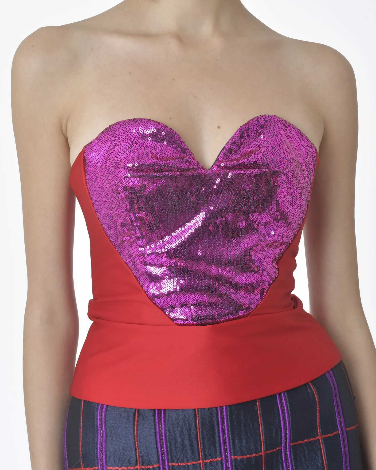 Corset bustier rouge cœur en sequin violet Space Simona Corsellini 