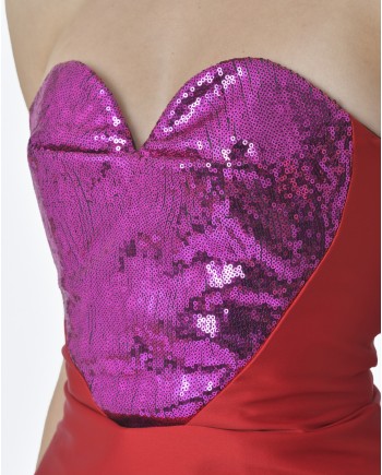 Corset bustier rouge cœur en sequin violet Space Simona Corsellini 