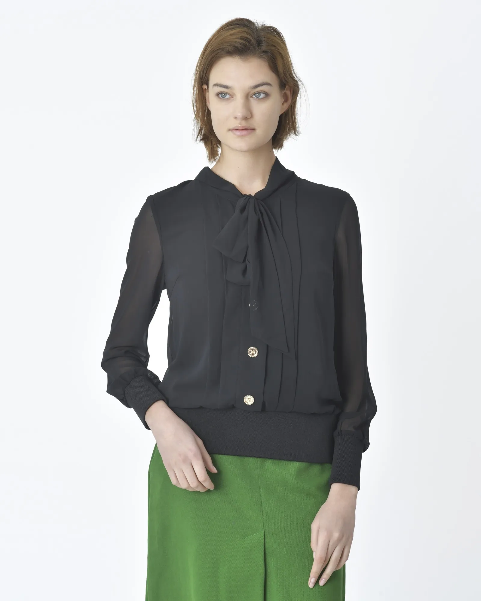 Blouse noir transparent bord côte Edward Achour 