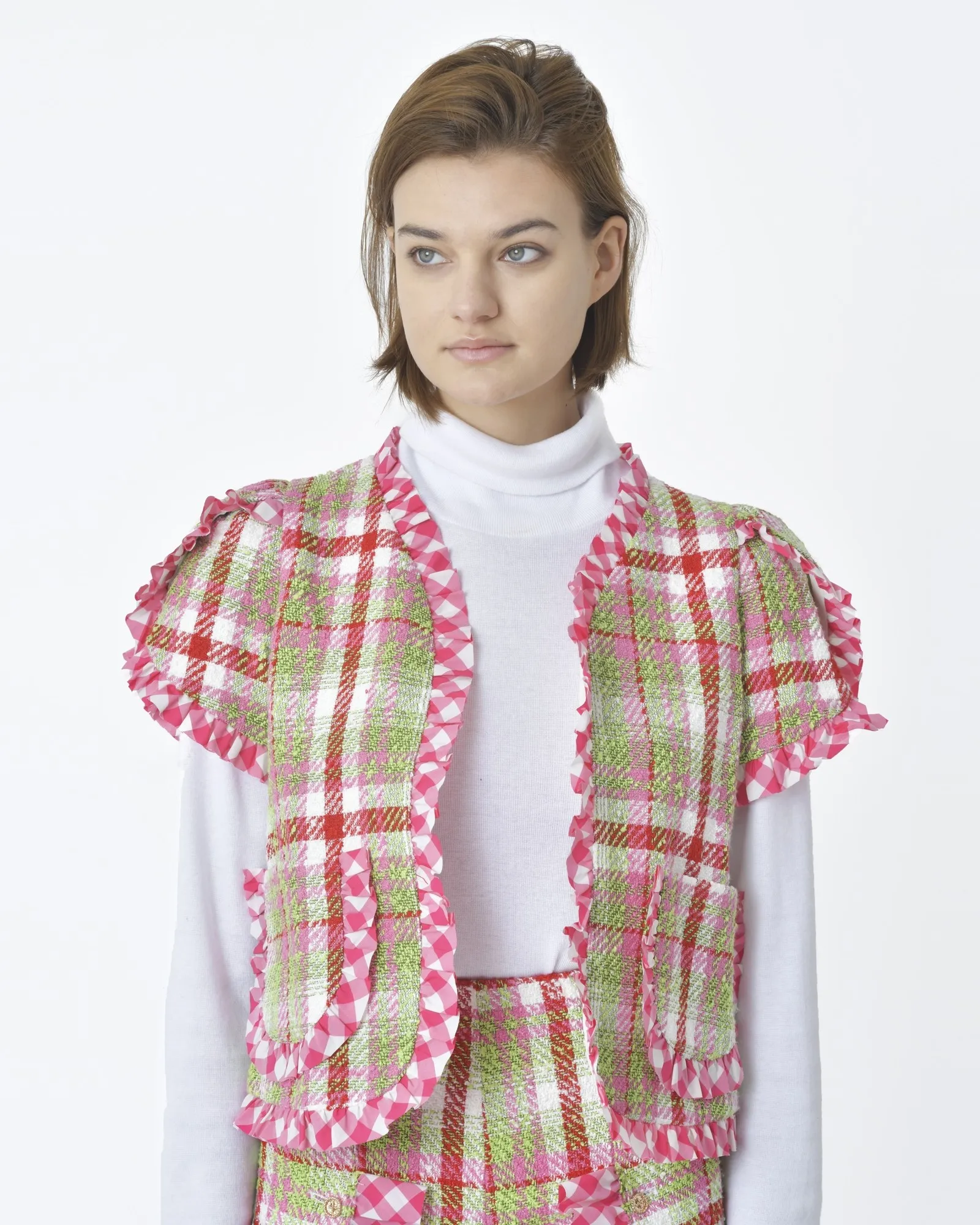 Veste manches courtes d'ensemble tartan Edward Achour 