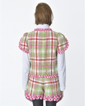 Veste manches courtes d'ensemble tartan Edward Achour 