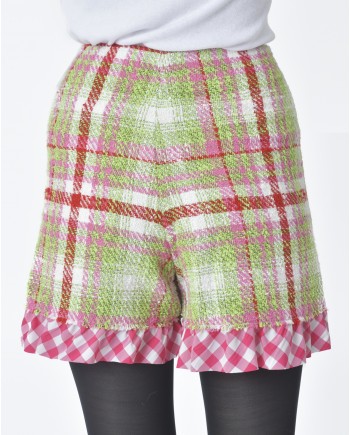 Short d'ensemble tartan rouge rose et vert Edward Achour 