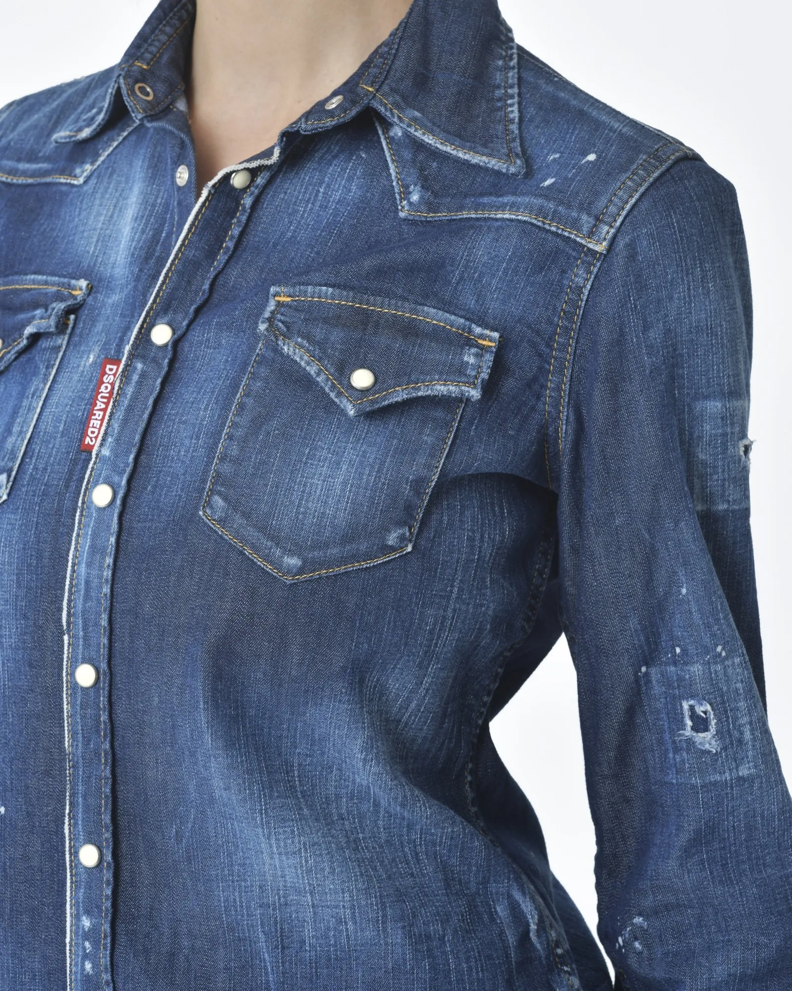 Chemise en jean/denim effet déchiré Dsquared2 