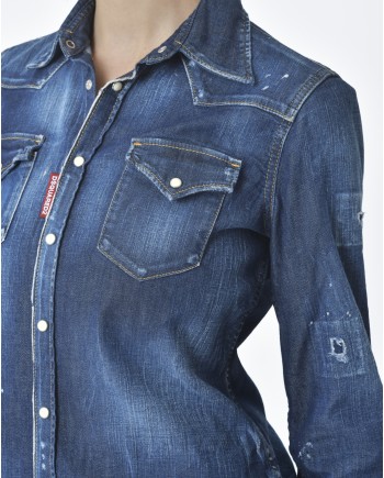 Chemise en jean/denim effet déchiré Dsquared2 