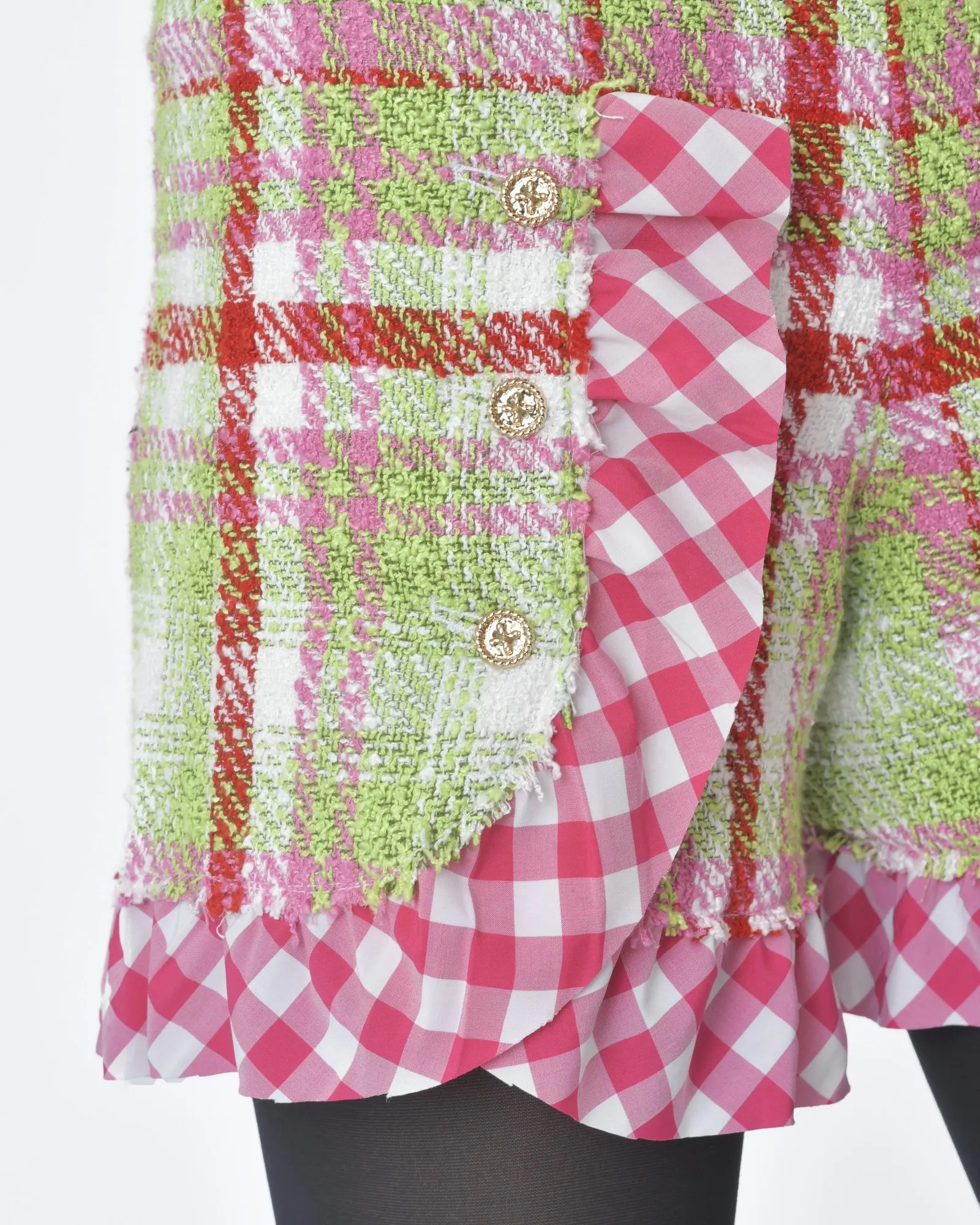 Short d'ensemble tartan rouge rose et vert Edward Achour 