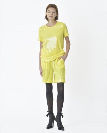 T-shirt d'ensemble jaune à sequins transparent  P.A.R.O.S.H 