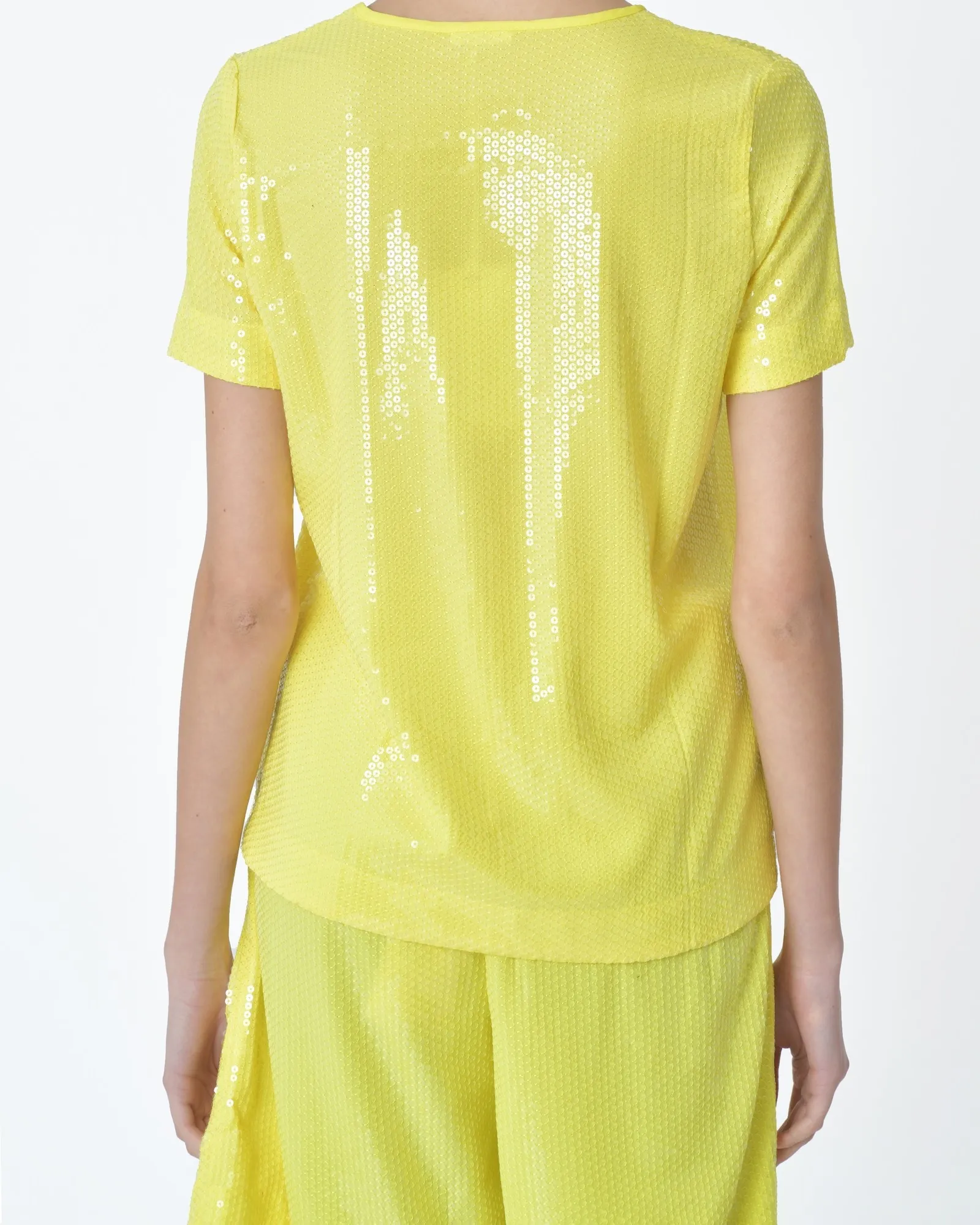 T-shirt d'ensemble jaune à sequins transparent  P.A.R.O.S.H 