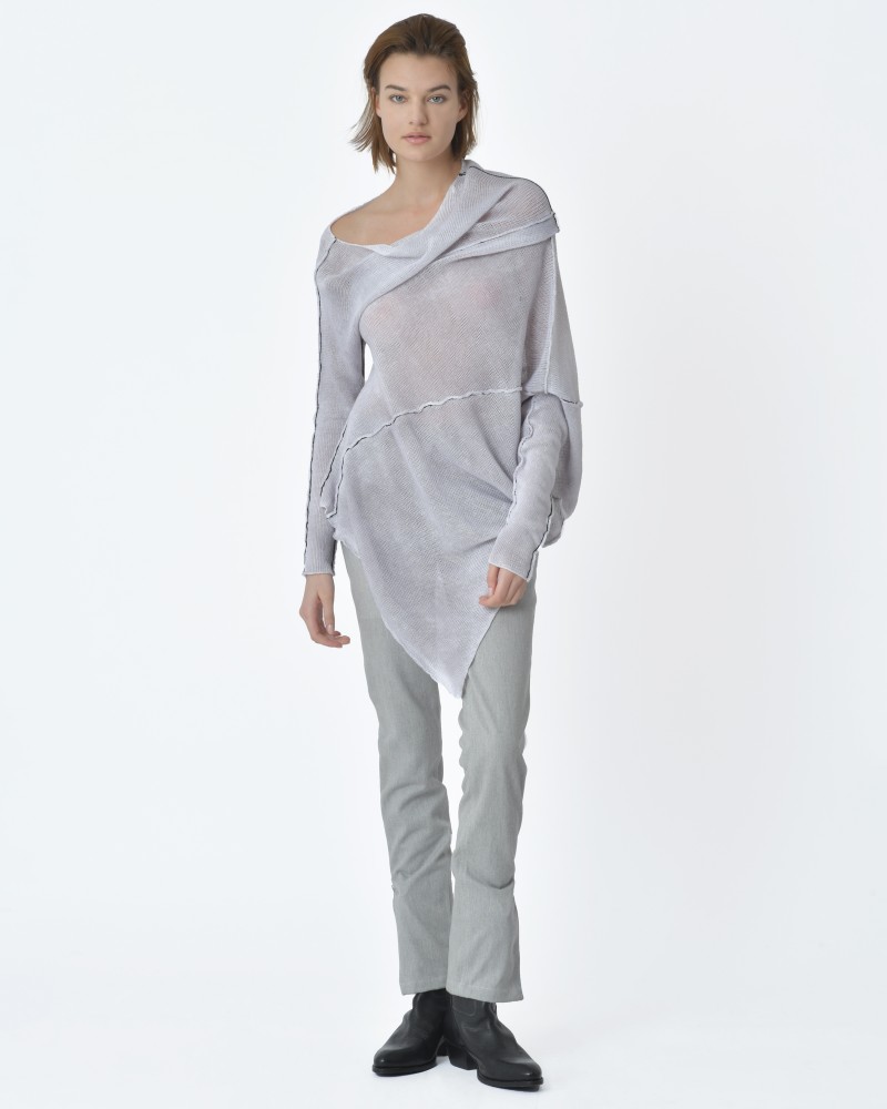 Pull long gris en laine Masnada 