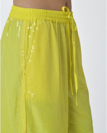 Short d'ensemble jaune à sequins transparent P.A.R.O.S.H 