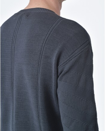 Pull maille gris motif lignes Daniele Fiesoli 