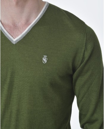 Pull maille vert kaki Fausto Reali Vannucci 