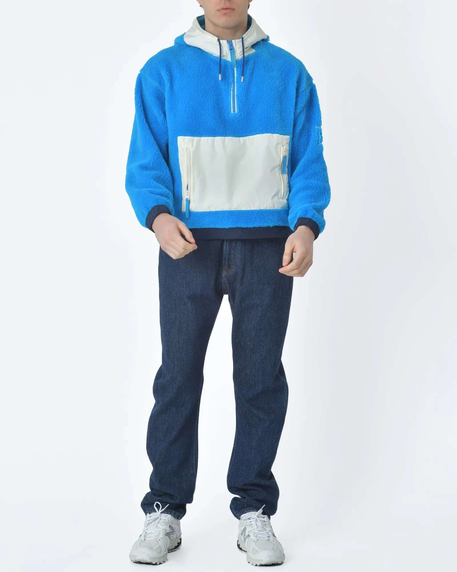 Sweat capuche bleu et blanc Mackage 