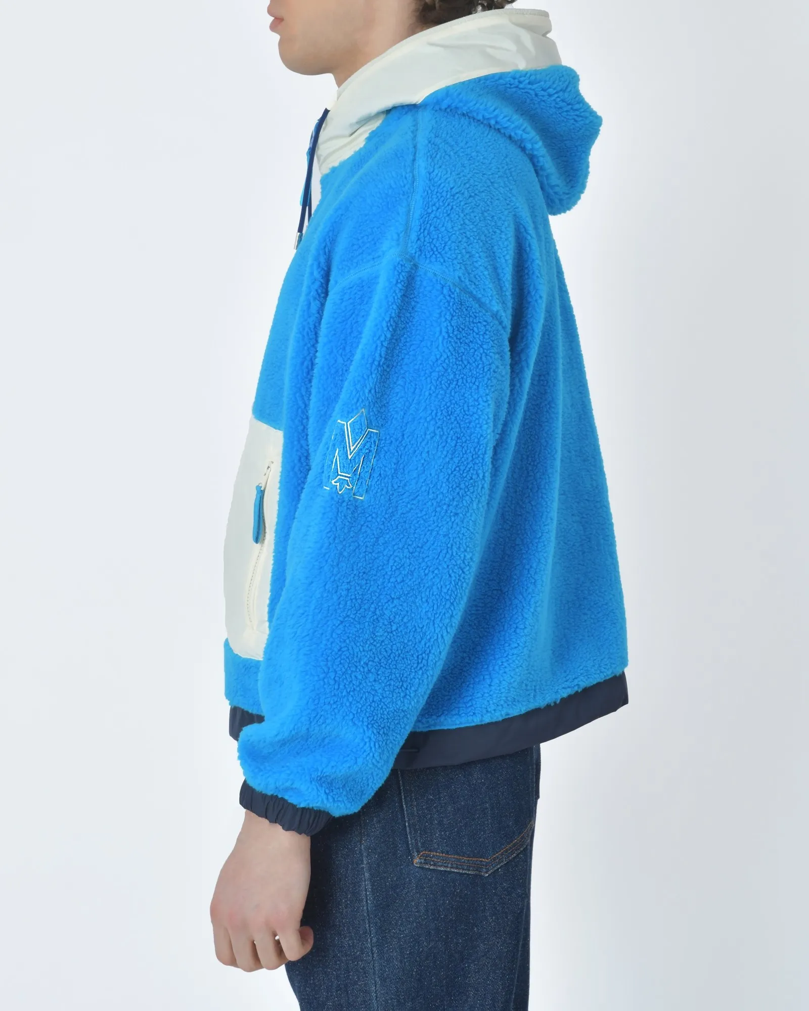 Sweat capuche bleu et blanc Mackage 