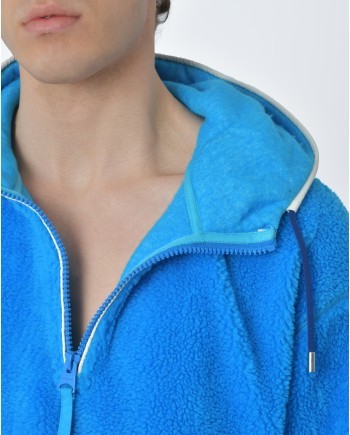 Sweat capuche bleu et blanc Mackage 