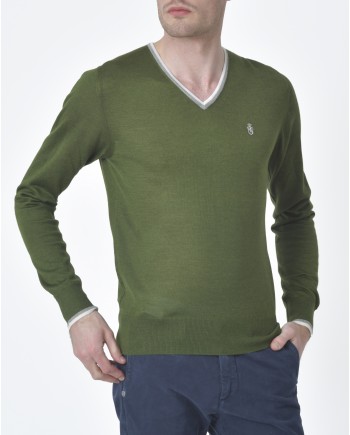 Pull maille vert kaki Fausto Reali Vannucci 