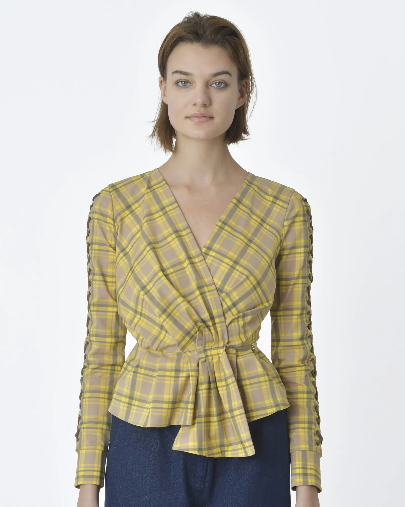 Blouse tartan jaune Elisabetta Franchi 