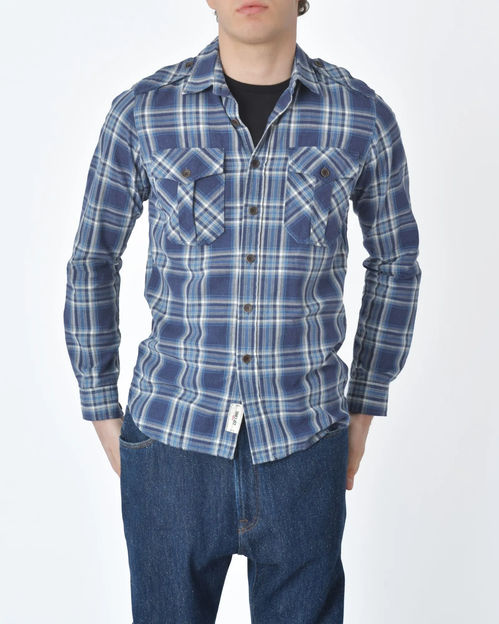 Chemise tartan bleue Zip Code 