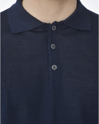 Polo bleu manches longues Vneck 