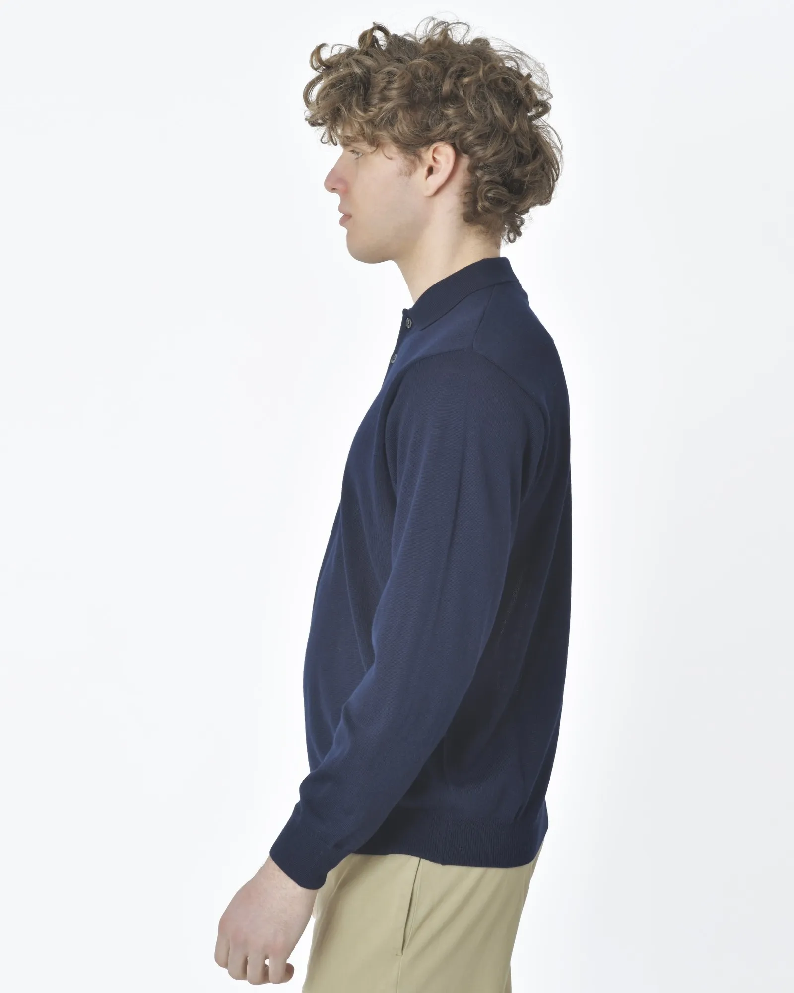 Polo bleu manches longues Vneck 