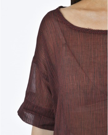 Blouse transparente rayée bordeaux Diega 