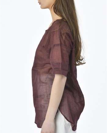 Blouse transparente rayée bordeaux Diega 