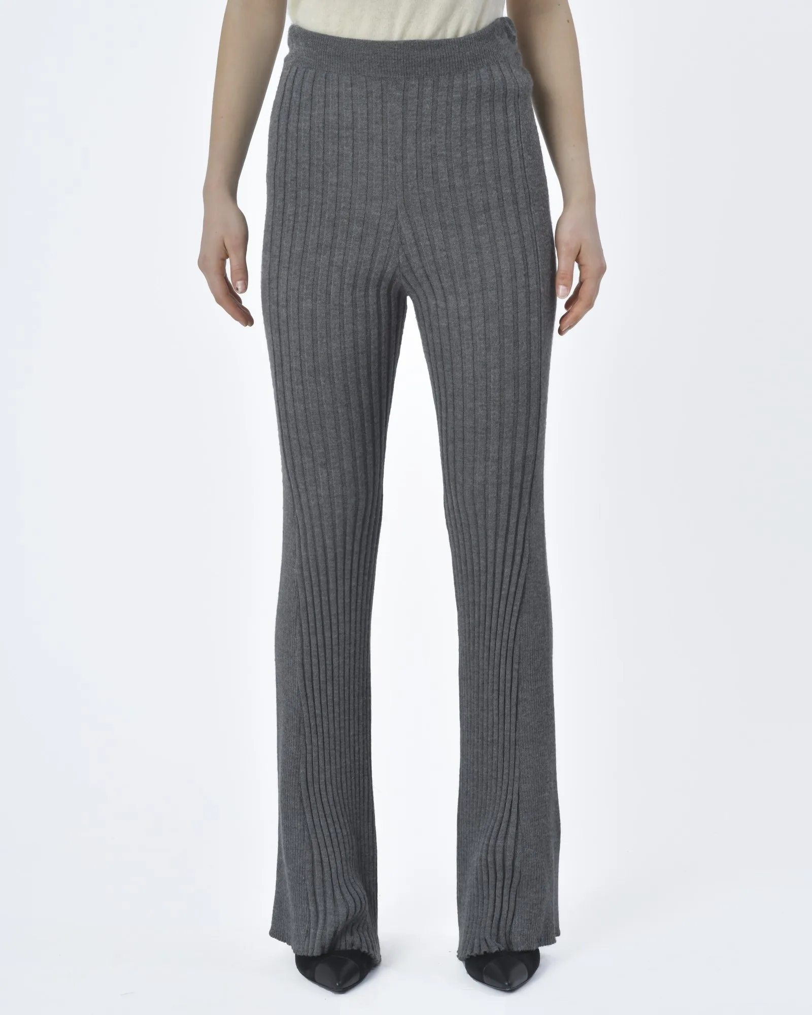 Pantalon en maille évasé gris  Nude 