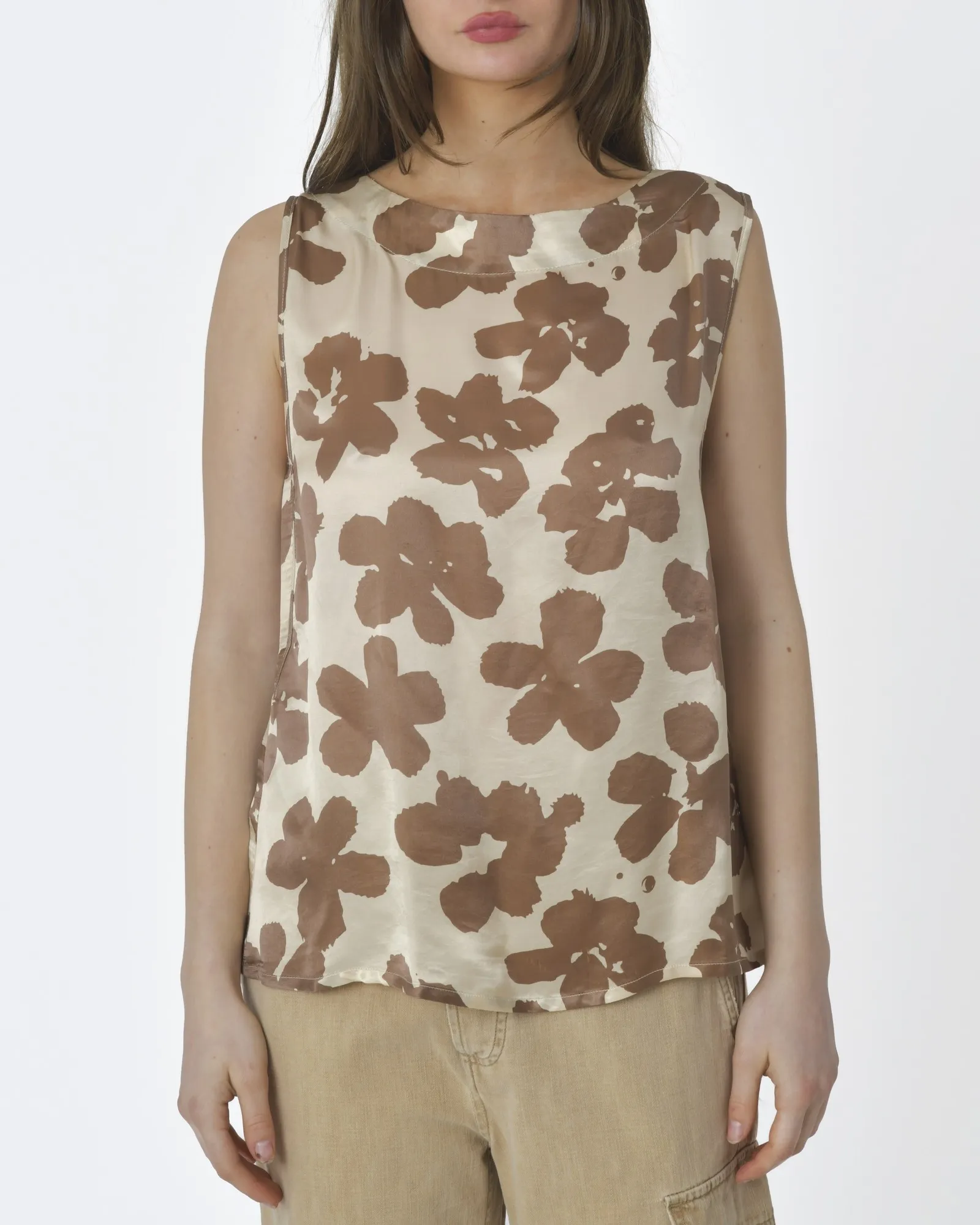 Blouse beige à fleurs Diega 