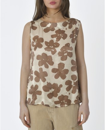 Blouse beige à fleurs Diega 