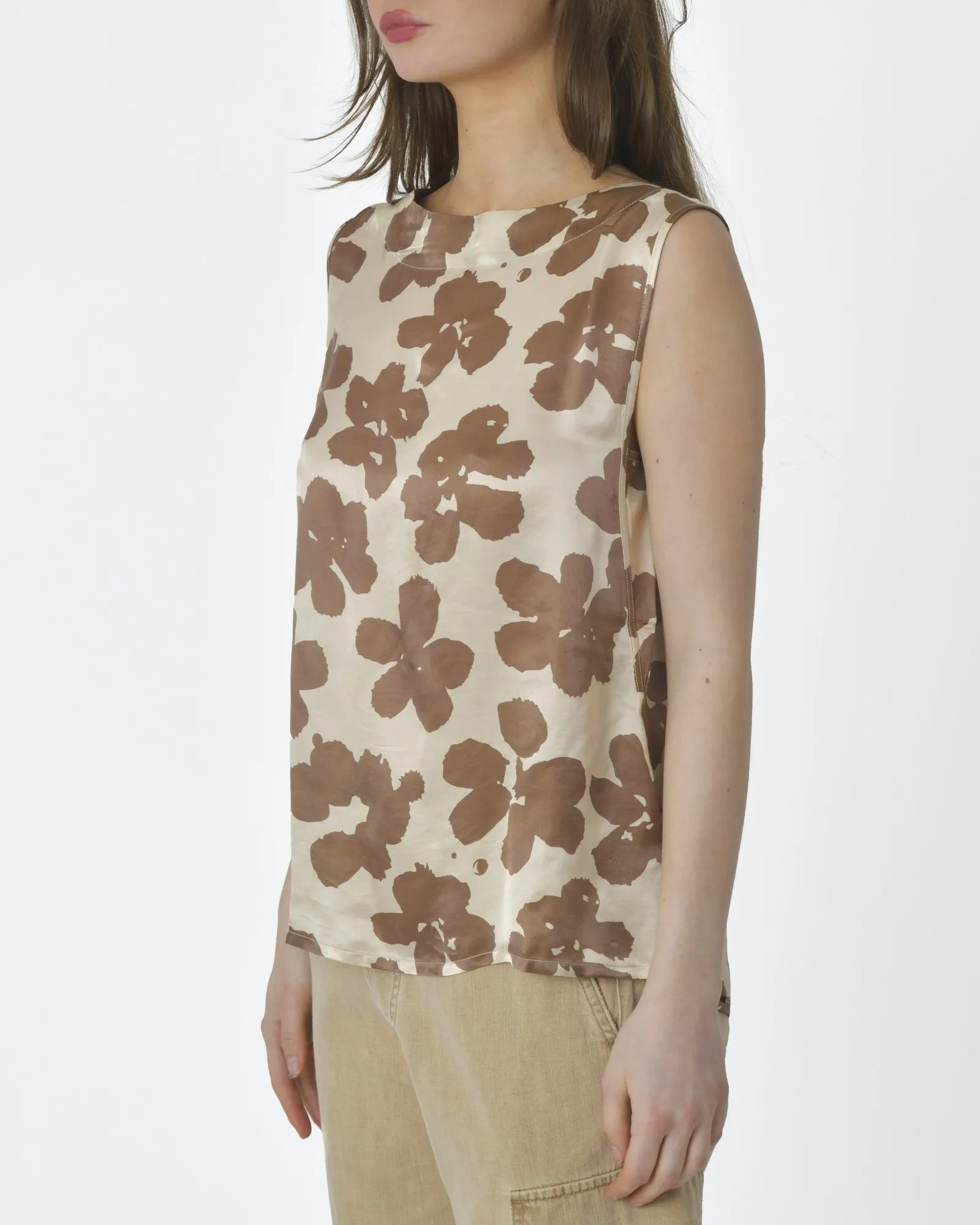 Blouse beige à fleurs Diega 