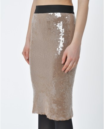 Jupe beige a sequins Nude 