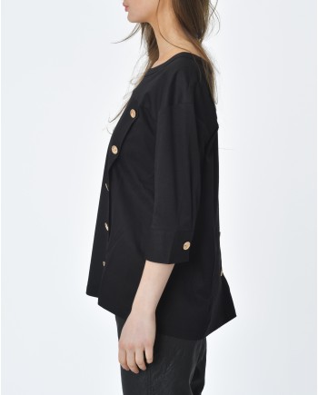 Blouse en coton noir Edward Achour 