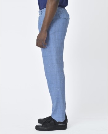 Pantalon bleu à carreaux  Gabriele Pasini 