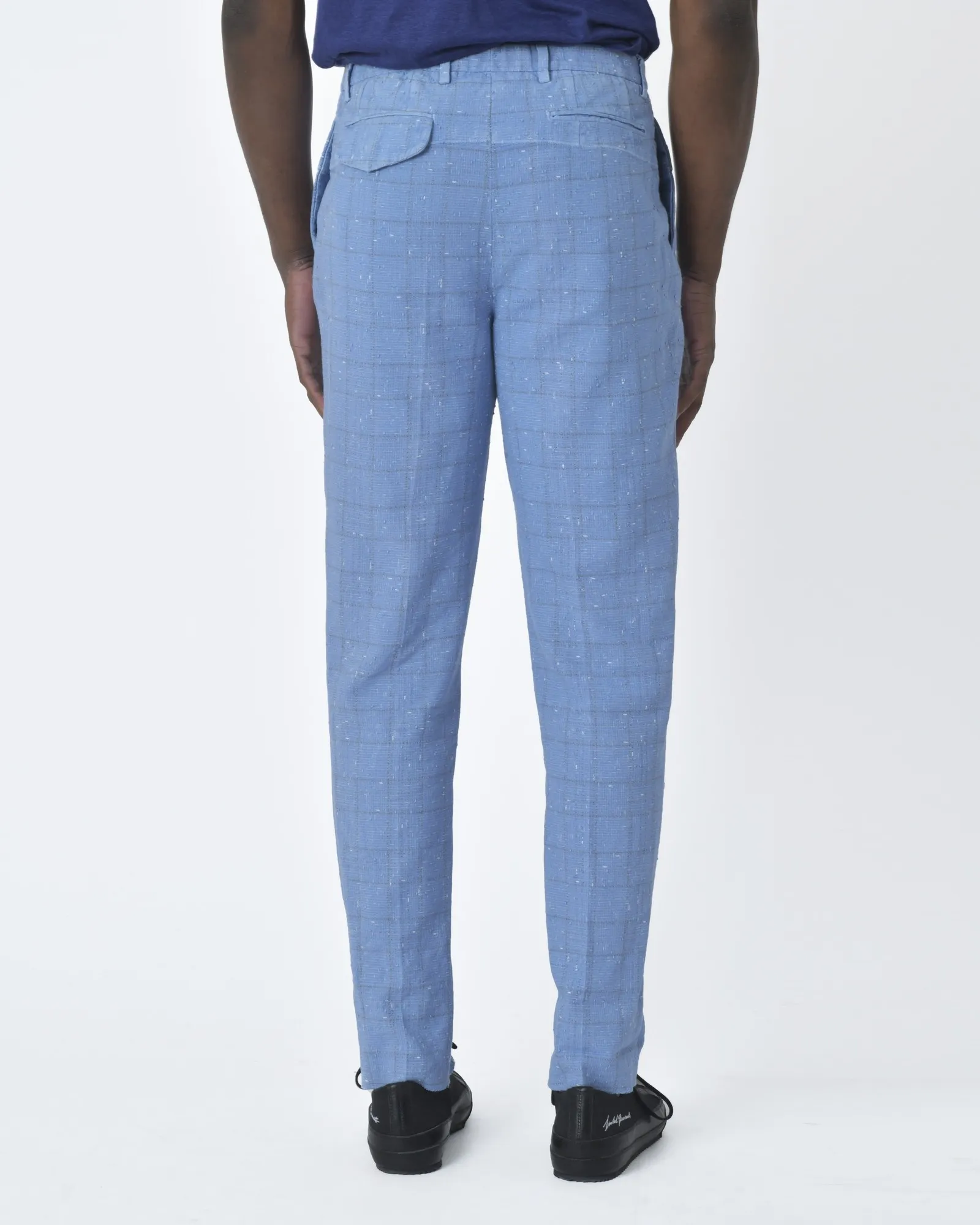 Pantalon bleu à carreaux  Gabriele Pasini 