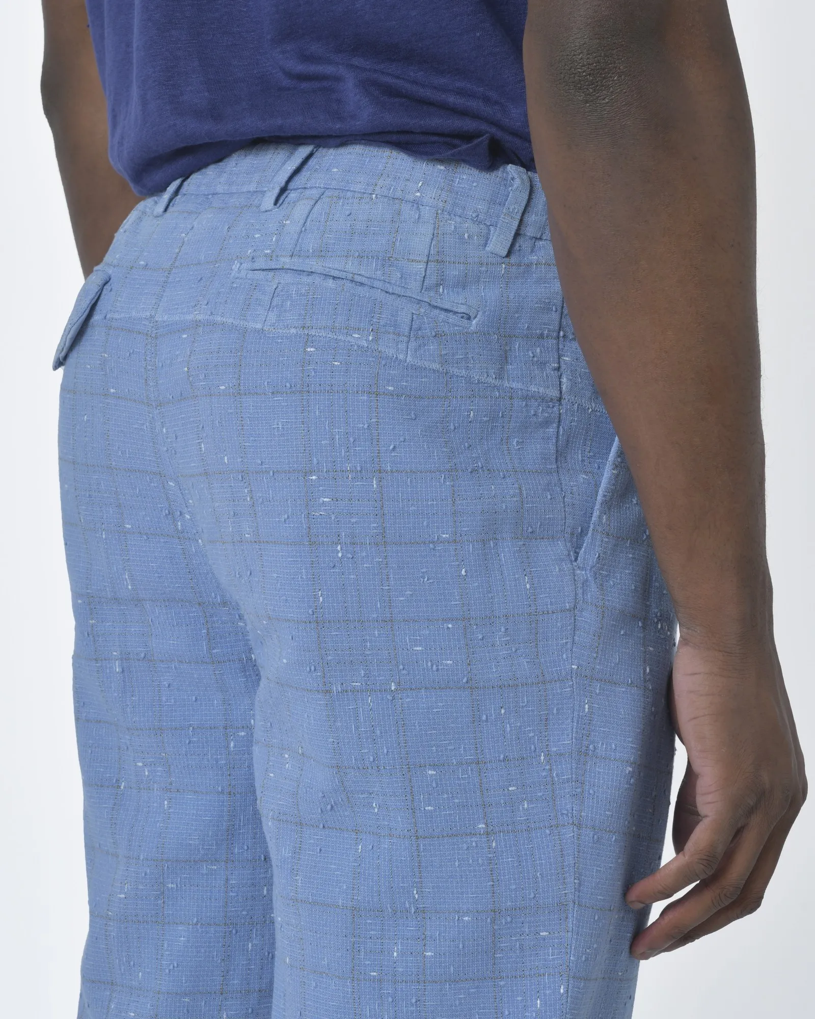 Pantalon bleu à carreaux  Gabriele Pasini 